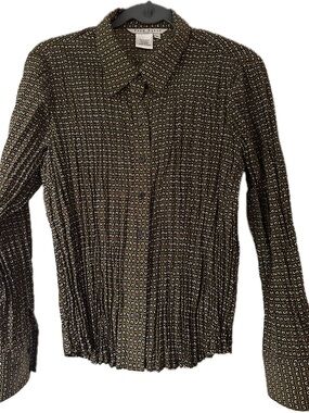 Fred David Brown Geo-Print Button Down Textured Shirt